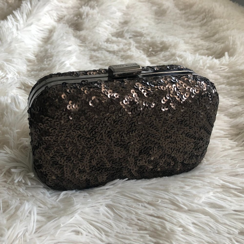 Karen Millen Brown Sequin Clutch Bag